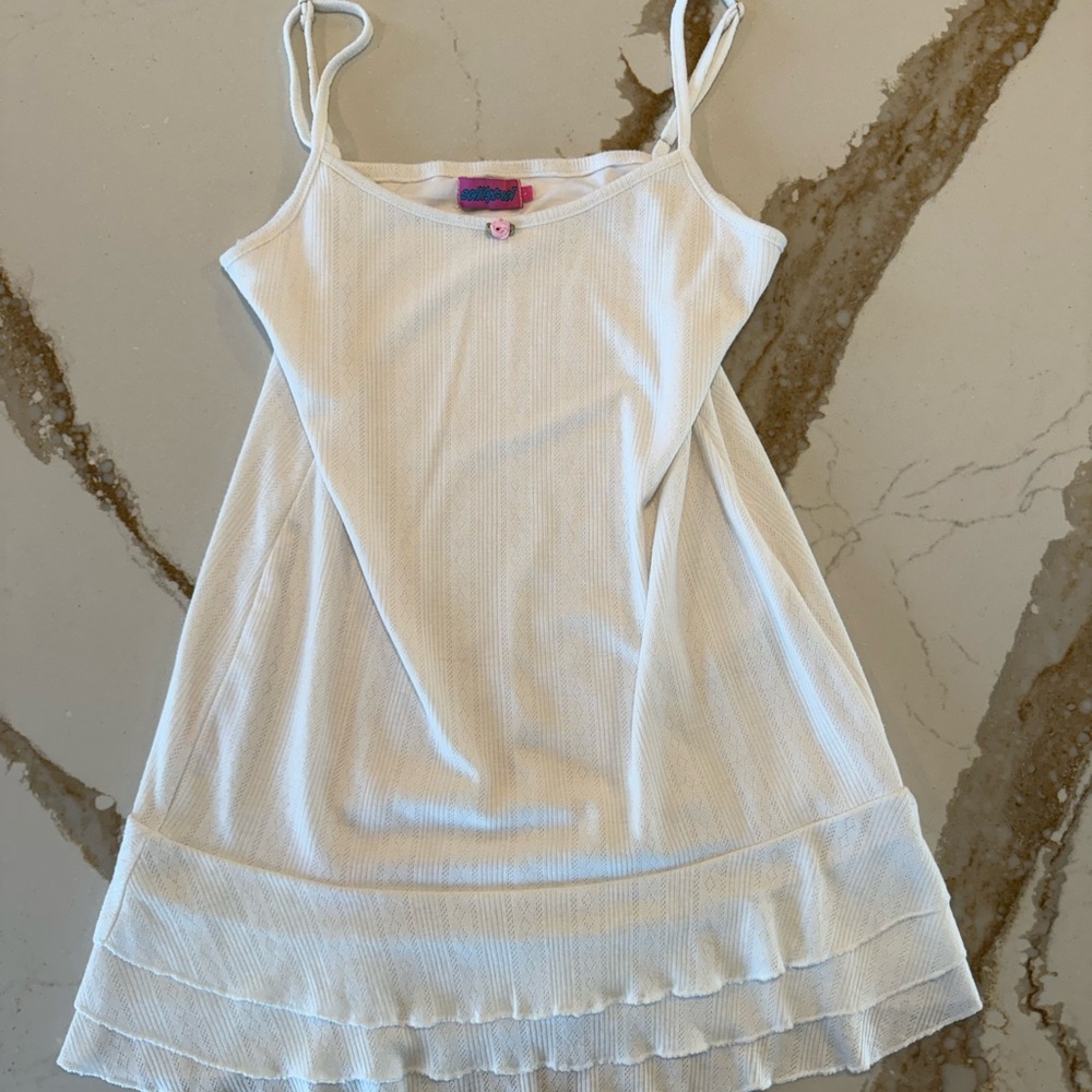 Edikted White Mini Dress with Ruffle Hem